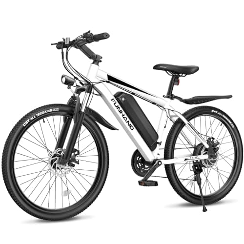 Funhang Electric Bike for Adults, 26'' 750W Peak Ebike, Up to 50 Miles 21.7MPH Electric Mountain Bike with 48V 374.4WH Removable Battery, Adjustable Stem, Fenders, Lockable Suspension Fork, 21-Speed