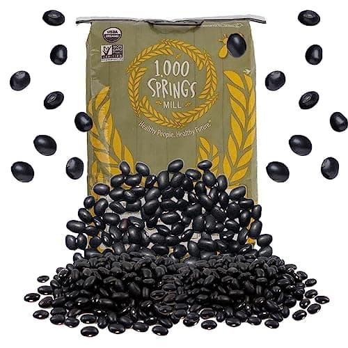 1000 SPRINGS MILL - 25lb Bulk Bag Organic Black Beans - Used for Soups, Salads, Chili, Dips or Various Breakfast Dishes - Bulk Dry Black Beans - Vegan Friendly