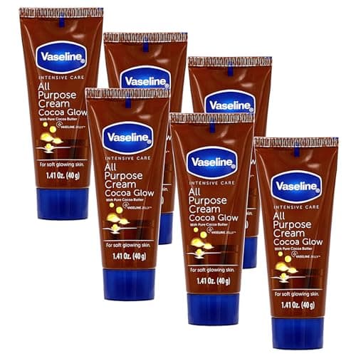 Vaseline All Purpose Cream Cocoa Glow, with Pure Cocoa Butter, 6-Pack, 1.41 FL Oz Each, 6 Tubes