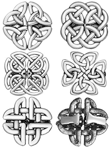 Sasylvia 5 Pcs Silver Vintage Celtic Shawl Clips Sweater Clasp Scarf Ring Retro Cardigan Sweater Shirt Clips Cardigan Cloak Dress Clasp Shawl Pin Waist Tightening Brooch for Women Girls Clothes