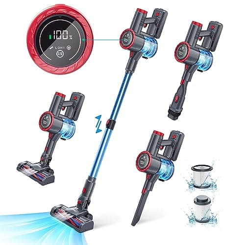 Aspiron Cordless Vacuum Cleaner, Vacuum Cleaners for Home Powerful Suction with Large LED Touch Display, Rechargeable Stick Vacuum, LED Headlights, Handheld Vacuum for Hard Floors, Carpets, Sofa, Car