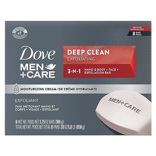 Dove Men+Care Men's Bar Soap Deep Clean 8 Bars More Moisturizing Than Bar Soap Effectively Washes Away Bacteria, Nourishes Your Skin 3.75 oz