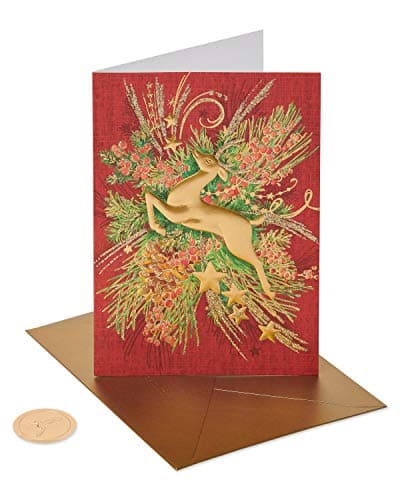 Papyrus Holiday Cards Boxed with Envelopes, Warm Wishes, Gold Reindeer (12-Count)