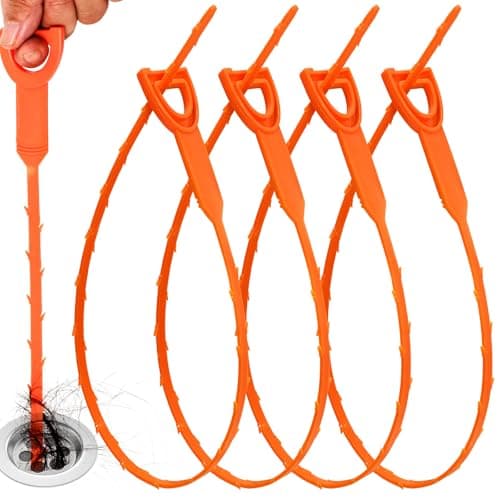 Drain Snake Drain Clog Remover Tool 4 Pack 20 Inch Flexible Hair Removal for Sink Shower Tub and Toilet with Grip Handle Easy Use Kitchen Bathroom Pipe Cleaner- AsonTao