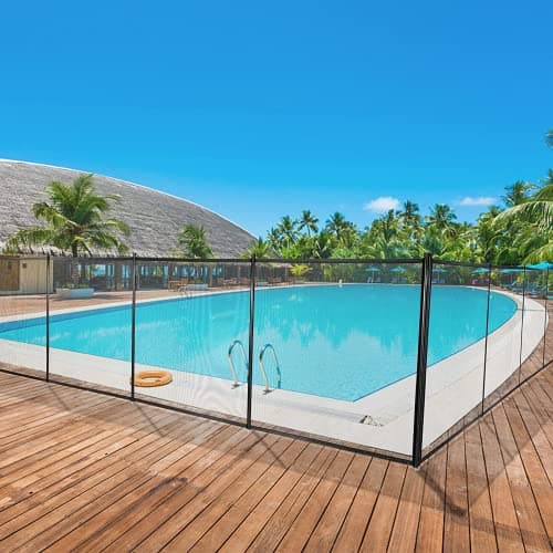 VEVOR 4x48ft Removable Swimming Pool Fence for Child Safety 1000D PVC Mesh, Aluminum Poles and Stainless Steel Tubes for Security, Black, 4FTx48FT