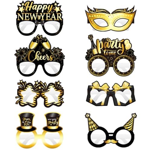 FRIDAY NIGHT Happy New Year Paper Glasses 24 PCS New Years Eve Party Supplies 2026 Funny Eyeglasses Eyewear Happy New Years Decorations