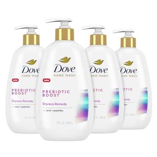 Dove Prebiotic Boost Hand Wash Dryness Remedy 4 Count for Lasting Softness, with Acai & Peptides, 12 oz