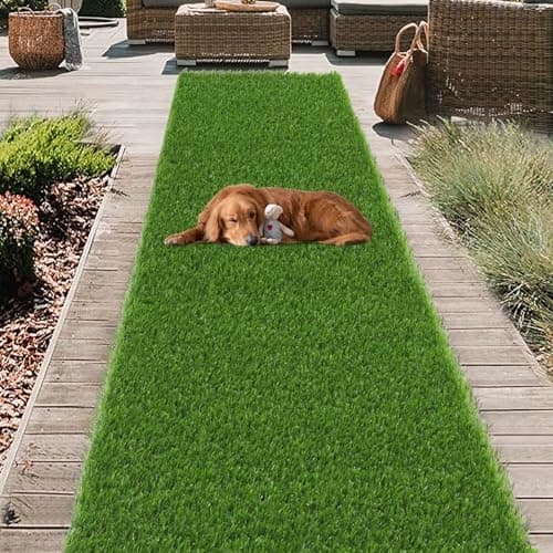 HEBE Artificial Turf Rug Grass Mat 2'x8' Fake Grass Pad for Dogs High Pile Grass Rug Pee Pad with Drainage Holes Reusable Grass Turf Mat for Dog Potty Training Indoor Outdoor