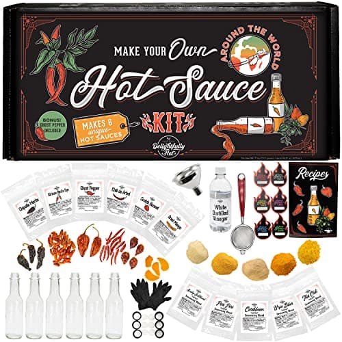 DIY Hot Sauce Kit Gift Set, Make Your Own Hot Sauce Kit for Adults, Hot Sauce Lovers Gift Ideas, Hot Sauce Making Kits for Men, Hot Sauce Gift Sets for Men, DIY Hot Sauce Making Kit Everything Included, Unique Hot Sauce Gifts for Men