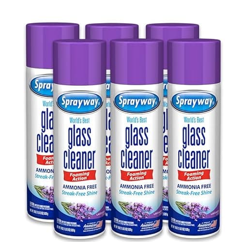 Sprayway Glass Cleaner Lavender Scent Foaming Aerosol Spray, 19oz, Pack of 6 | Ammonia-Free, Streakless, Fast-Acting | Cleans & Polishes Glass Surfaces | Removes Fingerprints, Dust, Dirt, Smoke Film