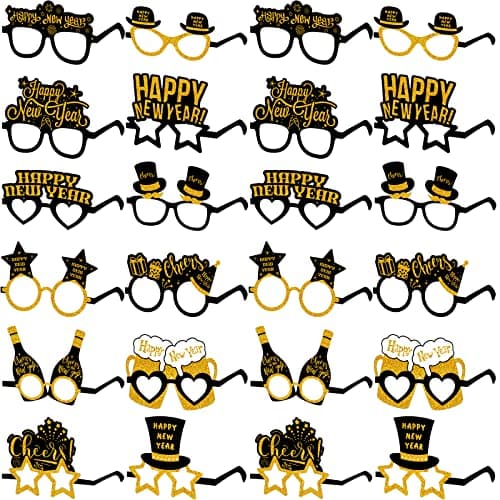 Suilung 24 Pack Happy New Year's Eve Glasses 2026 New Years Eve Eyeglasses Party Favors Supplies 2026 Year's Decorations