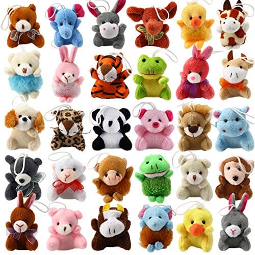 32 Piece Mini Plush Animal Toy Set, Cute Small Animals Plush Keychain Decoration for Themed Parties, Kindergarten Gift, Teacher Student Award, Goody Bags Filler for Boys Girls Child Kid Laxdacee