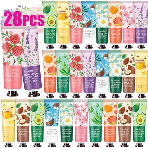 28 Pack Hand Cream Gift Set- Christmas Gifts Stocking Stuffers for Women,Bridesmaid Gifts Teacher Gifts Nurse Gift,Travel Size Hand Lotion for Dry Cracked Hands,Appreciation Gift Bulk Gifts for Adults