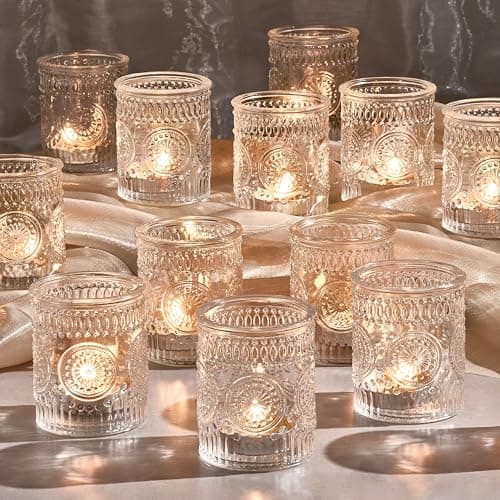 30 Pack Clear Glass Votive Candle Holders, Vintage Candle Holder Bulk, Tealight Candle Holders for Table Centerpieces, Home, Bridal Shower, Birthday, Christmas, Thanksgiving Party Table Decor