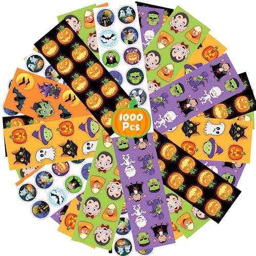 ArtCreativity Assorted Halloween Stickers for Kids, 100 Sheets with Over 1000 Stickers, Made in USA, Great for Halloween Party Favors, Treats, Décor, Goodie Bags