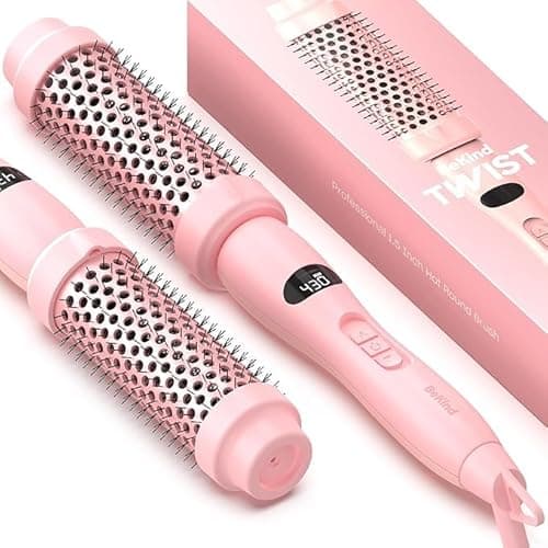Bekind Twist Pro Upgraded Thermal Brush - 1.5 Inch Versatile Heated Round, Effortless Curling Hair Styling Tools, Negative Ion Blow Out Hot Round Brush, 20s Fast Heats (Peach)