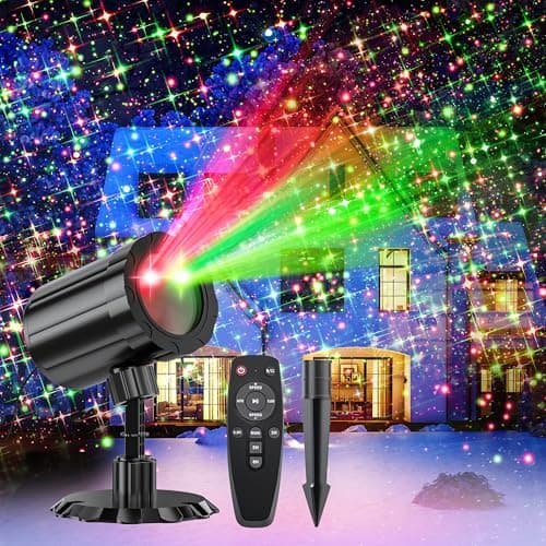 Christmas Projector Lights Outdoor, BINKBANG Red & Green Christmas Light Projector with Remote & Timer, IP65 Waterproof Outdoor Holiday Decoration Light for Party, Yard & Patio