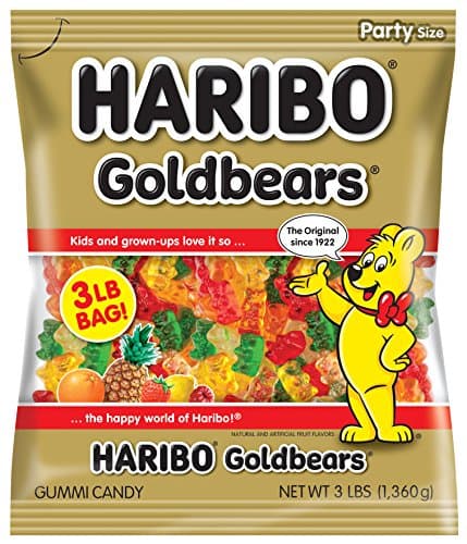 HARIBO Gummi Candy, Original Goldbears Gummy Bears, 3 Pound Party Size Bag, Delicious Soft & Chewy Sweet Snacks, Assorted Fruity Flavors