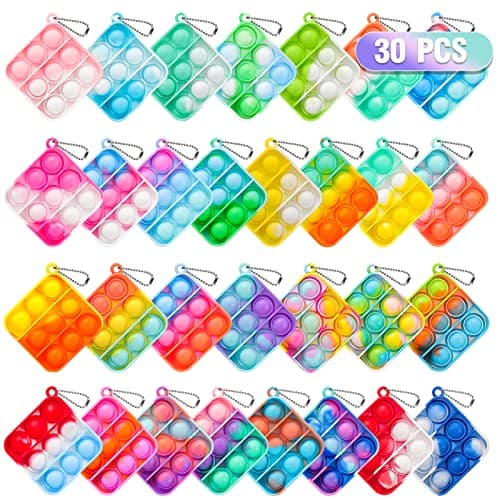 Pop Fidget Toys Bulk Its Party Favors for Kids 4-8 8-12 30 Pack Mini Pop Keychain It Fidget Toy Fidgets for Classroom Prizes for Kids End of Year Student Gifts Carnival Birthday Goodie Bag Stuffers