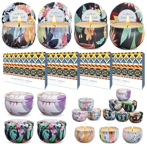 Scented Candles Gifts Set 48 Pack Soy Wax Travel Tin Jar Candles for Home 2.5 OZ for Mom for Christmas, Home Scented Decoration Birthday, Thanksgiving, Mother's Day, Floral Pattern
