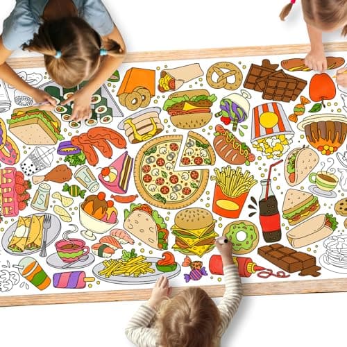 Gatherfun Giant Kids Coloring Poster | 31.5 x 72 Fun Food-Themed Activity for Classroom, Birthday & Events | Versatile as Wall Décor or Table Cover