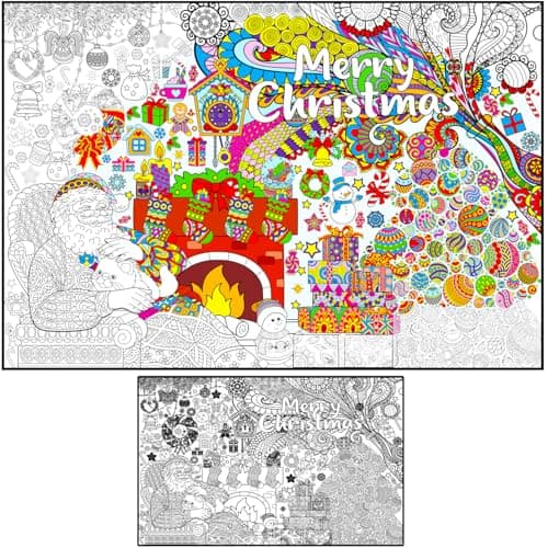 Christmas Coloring Poster for Adults and Kids - Large Coloring Posters for Classroom Wall - Giant Mandala Coloring Art Activities - Huge Jumbo Adult Coloring Poster Size - Big Coloring Sheet Winter