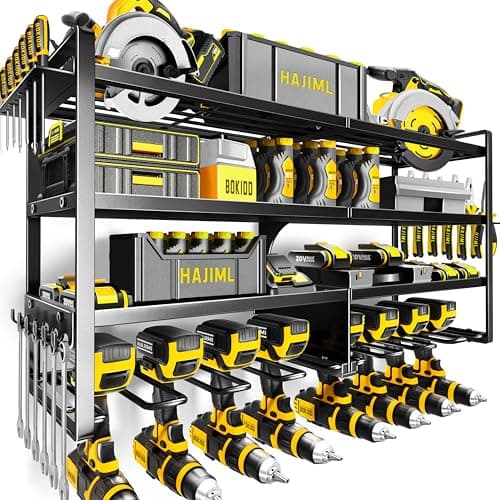 Kodreat Power Tool Organizer Wall Mount,4 Layers Heavy Duty Storage Rack with 8 Drill Holder, Easy Installation, Tool Organizer Wall Mount for Garage Workshop and Home Organization.