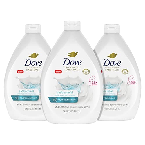 Dove Antibacterial Hand Wash Care & Protect Pack of 3 Protects Skin from Dryness, Moisturizers More Than The Leading Ordinary Hand Soap, 34 oz