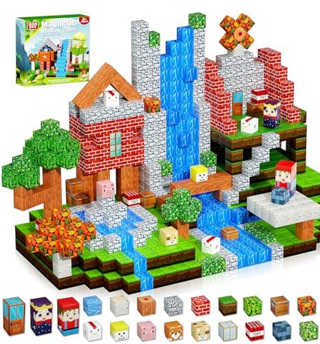 200PCS Magnetic Blocks, Magnetic Building Cube Toys for Kids, STEM Montessori Stacking, Sensory Education Toys for Toddlers Building World Set, Christmas Birthday Gifts for Kids Age 3 4 5 6 7 8 9 10
