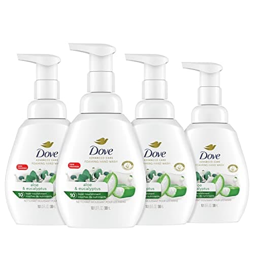 Dove Foaming Hand Wash 4 Count Aloe & Eucalyptus Protects Skin from Dryness, More Moisturizers than the Leading Ordinary Hand Soap, 10.1 oz