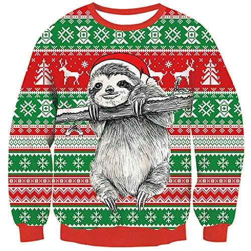 BFUSTYLE Sloth Ugly Christmas Sweater for Boys Girls Funny Geometry Snow Dot Elk Xmas Sweaters Cozy Crewneck Pullovers Present 11 12 Yrs