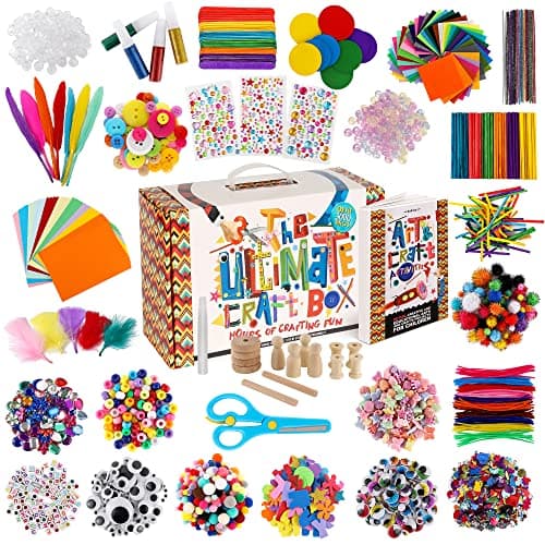 A&R CO. 3000+ Pcs Arts and Crafts Supplies & Materials for Kids - Ultimate Bulk Craft Kit for Boys & Girls with 99 Activities Book for Ages 3-5, 4-6, 6-8, 8-12