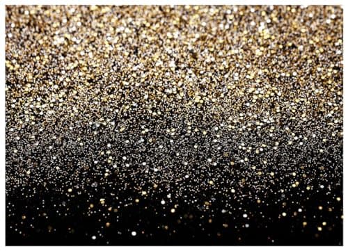 WOLADA 7x5FT Gold Backdrop Glitter Backdrop Gold Spots Bokeh Backdrop Black and Gold Backdrop Wedding Backdrop Gold Backdrop for Parties Vinyl Photography Backdrop 11176