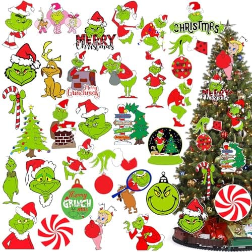 60Pcs Christmas Tree Ornaments Decorations Whoville Christmas Tree Hanging Ornaments for Xmas Holiday Tree Home Decor