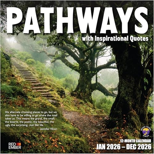 RED EMBER Pathways with Inspirational Quotes 2026 Wall Calendar 12 Month | 12" x 24" Open | Thick & Sturdy Paper | Holiday Gift | Nature Motivational Calendar 2026