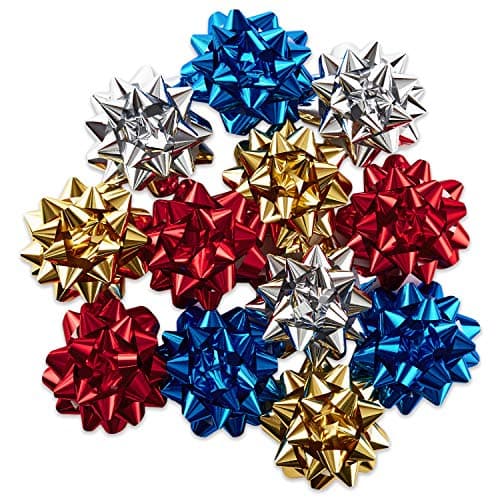 Hallmark Holiday Gift Bow Assortment (12 Bows) Sparkly Red, Blue, Gold, Silver for Christmas, Hanukkah, Birthdays, Weddings, Bridal Showers