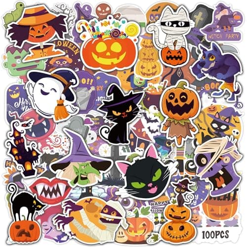 OHOME Halloween Stickers | 100 PCS Halloween Party Favors - Halloween Stickers for Kids - Vinyl Halloween Games Toys Gifts Party Supplies - Kids Halloween Crafts Accessories Treats Bulk for Classroom