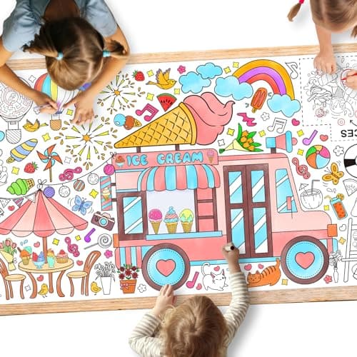 Giant Coloring Poster for Classroom Wall - Versatile 31.5 x 72 Inches Summer Activity Poster/Table Cover, School Parties, Summer Birthday Party and Special Events Decoration