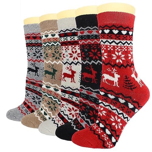 YQHMT Wool Socks for Women Gifts Winter Warm Thick Thermal Vintage Knit Soft Comfy Crew Socks Stocking Stuffers, Christmas Gift