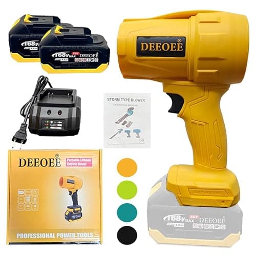 Cordless Electric Leaf Blower, Pale Yellow, Storm Type Professional, Battery System with Charger, Handheld Design for Outdoor Cleaning, Air Powered