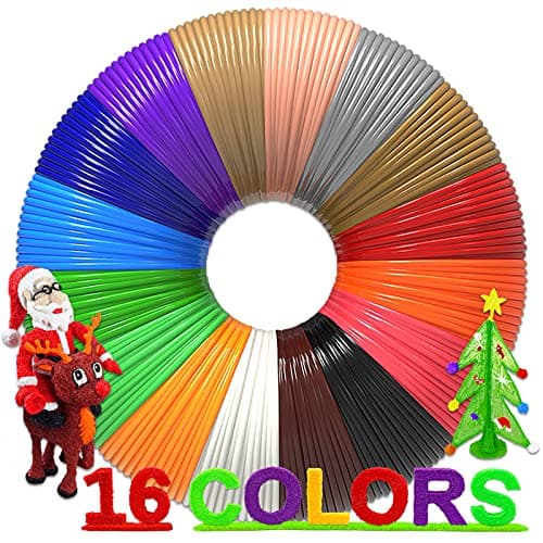 dikale 16-Color 320ft PLA 3D Pen Filament Refills - 1.75mm, Kids Safe, 250 Stencils eBook - for SCRIB3D P1 and MYNT3D Pens