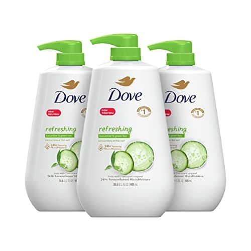 Dove Body Wash with Pump Refreshing Cucumber and Green Tea 3 Count Refreshes Skin Cleanser That Effectively Washes Away Bacteria While Nourishing Your Skin 30.6 oz