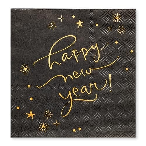 American Greetings 50-Count 5 in. x 5 in. Beverage Napkins, Kathy Davis New Years Eve Party Supplies