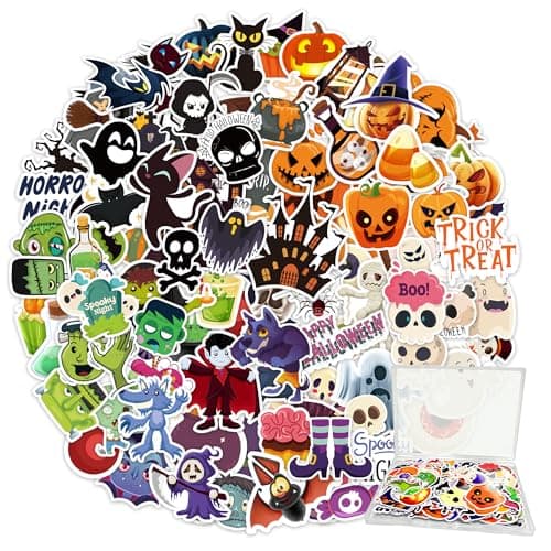 LINAYE 300PCS Halloween Stickers Non-Repeating Waterproof, Adhesive Vinyl Cute Halloween Stickers Pack for Kids, Halloween Party Favors Gifts, Halloween Stickers Bulk for Boys Girls