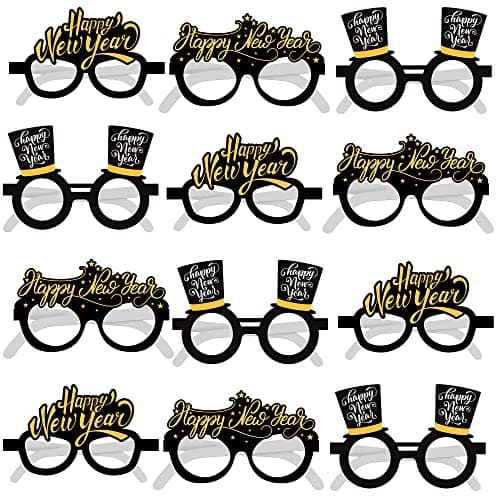 KatchOn, Happy New Year Glasses 2025 - Pack of 12 | New Years Eve Glasses, New Years Eve Party Supplies 2025 | Happy New Years Party Glasses for Happy New Years Decorations 2025 | NYE Party Supplies