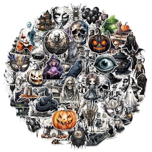 AOLVHEER 105PCS Non-Repeating Holographic Gothic Pumpkin Theme Stickers, Vinyl Waterproof Holiday Stickers,Spooky Goodie Bag Stuffers, Kids and Youth Adult Party Favors Gifts Supplies Decorations