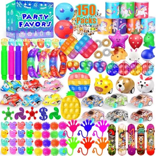 Party Favors for Kids 8-12 4-8, 150-Pack Fidget Toys Bulk, Treasure Box Toys for Classroom, Stocking Stuffers Goodie Bags, Classroom Prizes, Birthday Holiday for Boys Girls