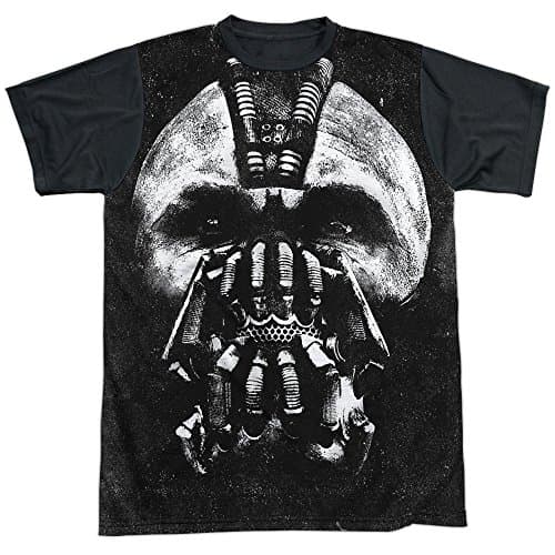 Dark Knight Rises Big Bane Head Unisex Adult Halloween Costume Sublimated T Shirt (Black Back), Large