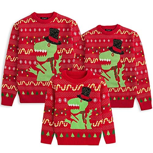 Simplee kids Red Ugly Christmas Sweater Family Matching Outfits for Holiday Party Knitted Pullover for Winter 5-6 Years Old Kids