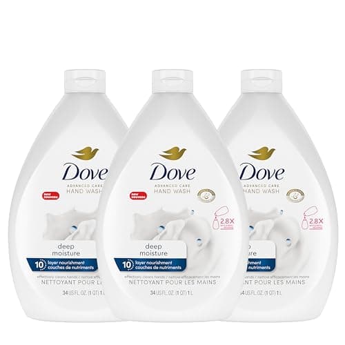 Dove Advanced Care Hand Wash Deep Moisture Pack of 3 for Soft, Smooth Skin More Moisturizers Than The Leading Ordinary Hand Soap, 34 oz